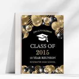 Modern Class Reunion Black Guld Inbjudningar