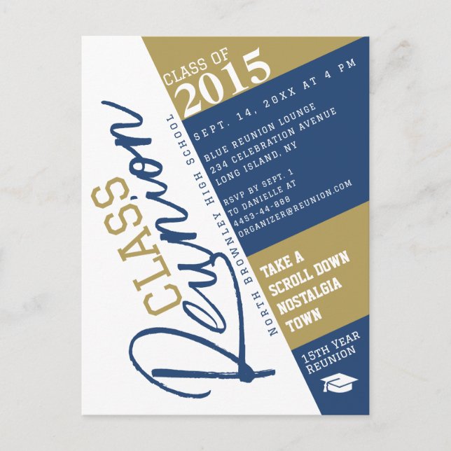Modern Class Reunion Design Invitation Postcard Vykort (Framsida)