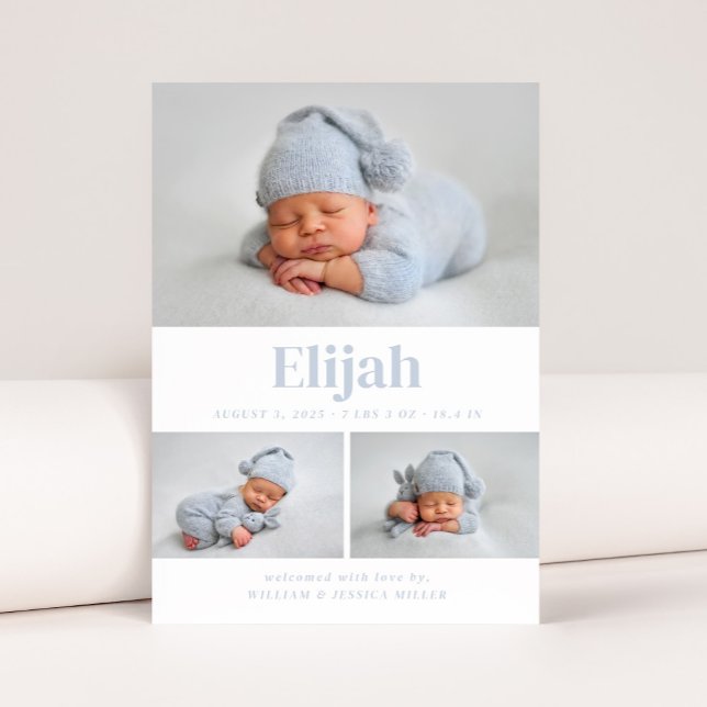 Modern Classic 3 Photo Collage Baby blue Meddelande (Skapare uppladdad)
