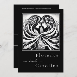 Modern Classic Art Deco Black & White Bröllop Inbjudningar