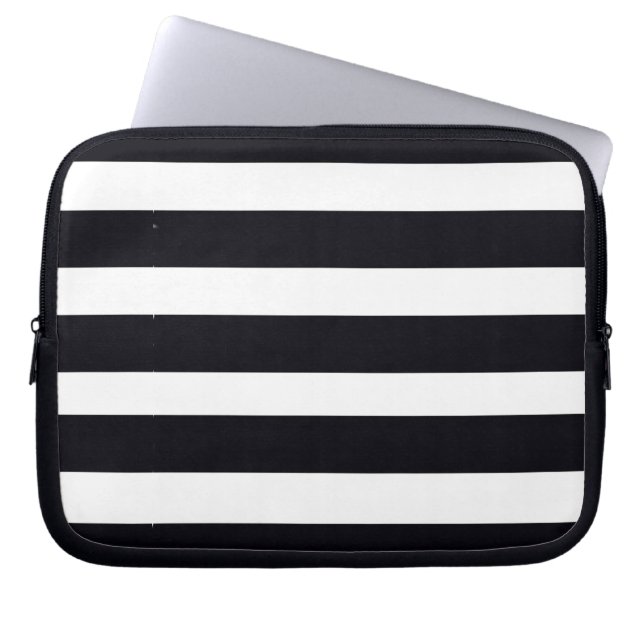 Modern Classic Black And White Striped Cool Chic  Laptop Fodral (Framsidan)