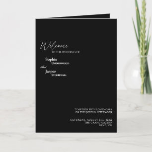 Modern Classic Black Bröllop Folded Program