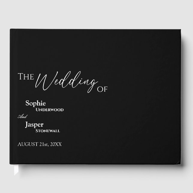Modern Classic Black Bröllop Guest Bok (Framsida)