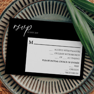 Modern Classic Black Bröllop Menu OSA kort