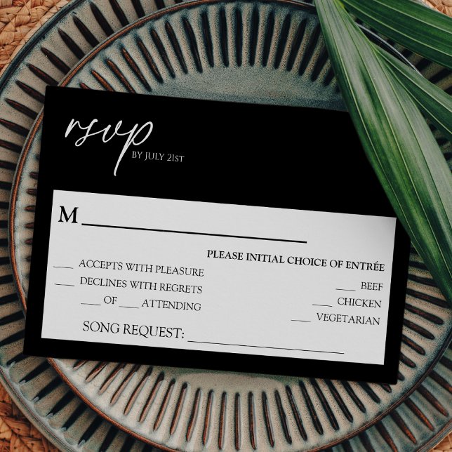 Modern Classic Black Bröllop Sång Request OSA Kort (Skapare uppladdad)