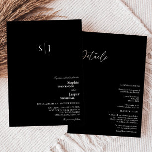 Modern Classic Black Monogram allt på en Bröllop Inbjudningar