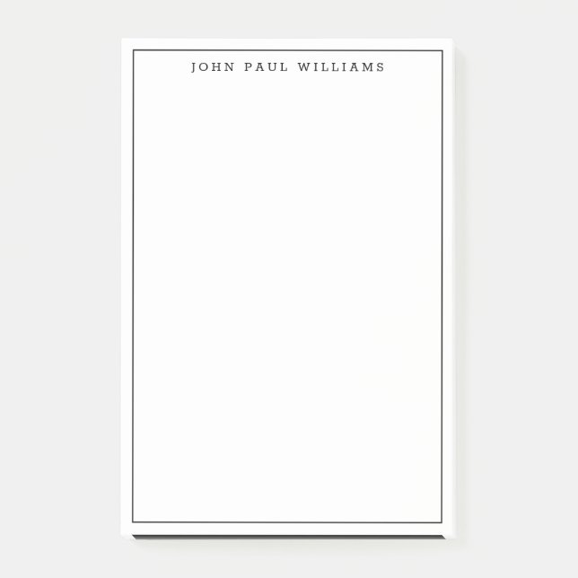 Modern Classic Black Professionell Thin Gräns Line Post-it Block (Framsida)