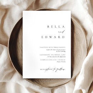 Modern Classic Black White Typography Bröllop Inbjudningar