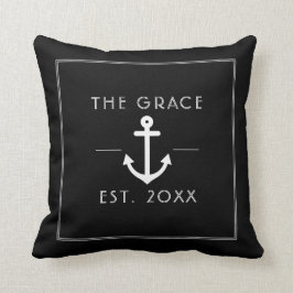 Modern Classic Boat Namn Nautical Black Kudde