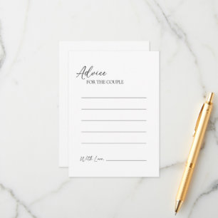 Modern Classic Bröllop Advice Card Rådkort