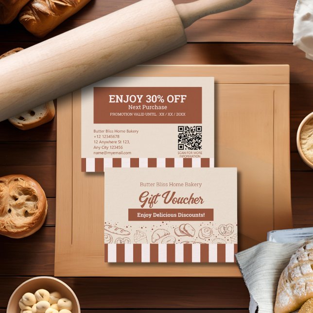 Modern Classic Brown Beige Bakery Shop Rabattkort (Skapare uppladdad)