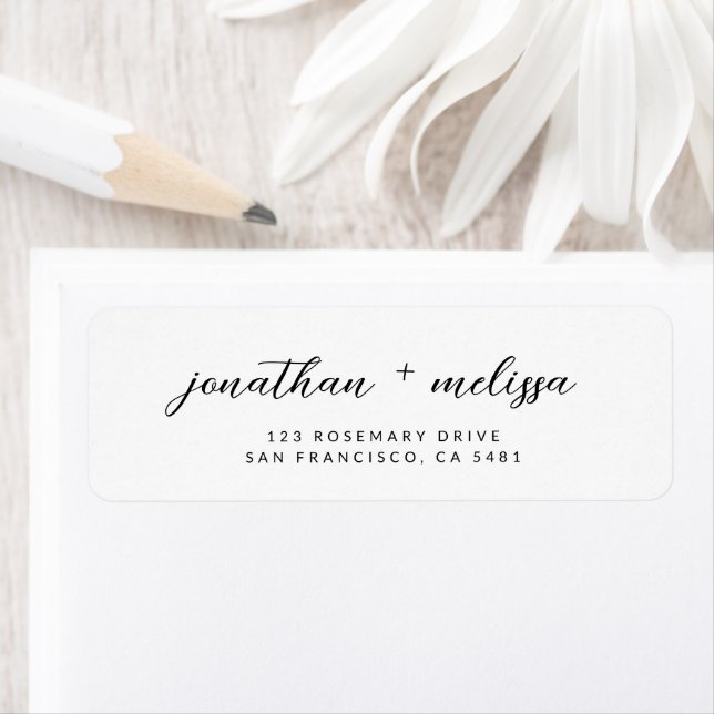 Modern Classic Calligraphy Script Bröllop Adress Returadress Etikett (Insitu)