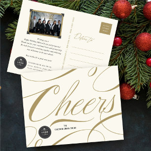 Modern Classic Cheers Calligraphy Elegant Business Helg Vykort