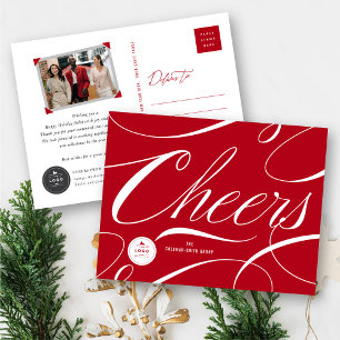 Modern Classic Cheers Calligraphy Elegant Business Helg Vykort