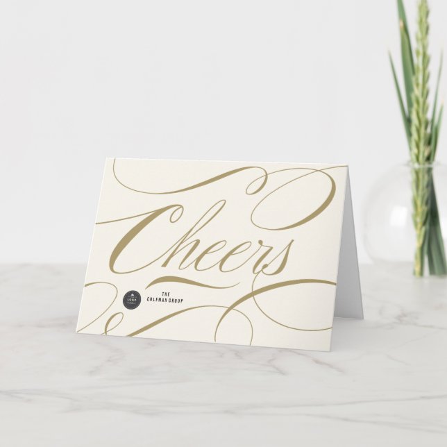 Modern Classic Cheers Calligraphy Elegant Business Helgkort (Framsida)