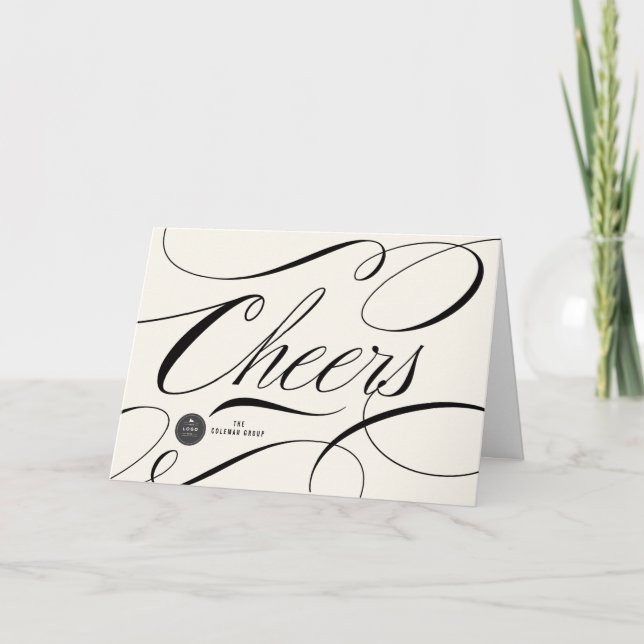 Modern Classic Cheers Calligraphy Elegant Business Helgkort (Framsida)