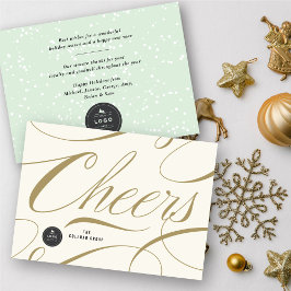 Modern Classic Cheers Calligraphy Elegant Business Julkort