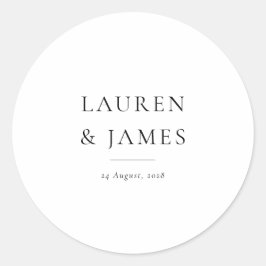 Modern Classic Couple Wedding Favor Sticker Runt Klistermärke