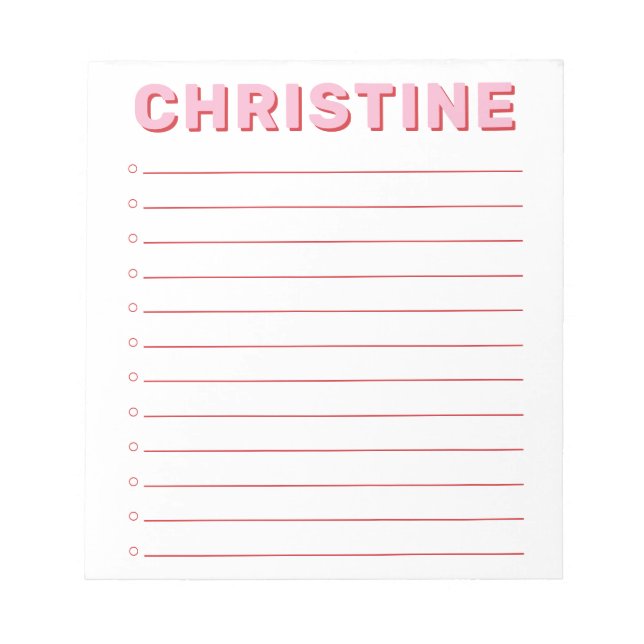 Modern Classic Cute Rosa TypoGraphics Kids Teacher Anteckningsblock (Framsida)