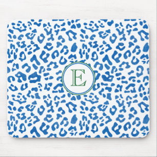 Modern Classic Dam Blue Leopard Print Monogram Musmatta