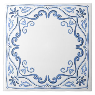 Modern Classic Dusty Blue and White Kakelplatta