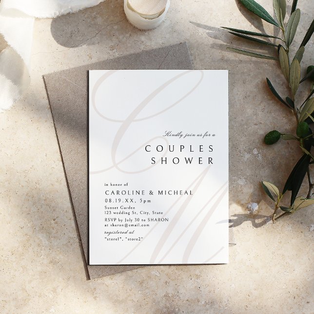 Modern Classic Elegance Calligraphy Par Shower Inbjudningar (Modern Classic Elegance Calligraphy Couples Shower Invitation)