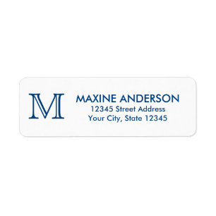 Modern Classic Elegant - marinblå monogram - inled Returadress Etikett