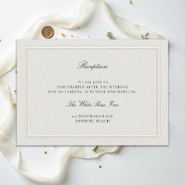 Modern Classic Elevated Ecru Wedding Reception Tilläggskort