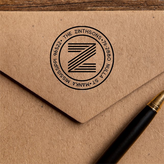 Modern Classic Family Returadress-cirkulär i Namn Självfärgande Stämpel (Skapare uppladdad)