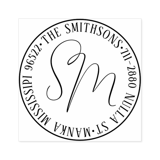 Modern Classic Family Returadress-cirkulär i Namn Stämpel (Tryck)