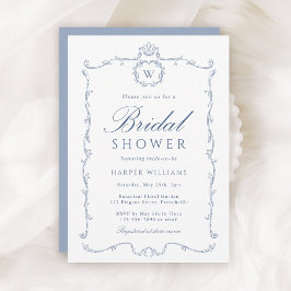 Modern Classic French Frame Bridal Shower Blue     Inbjudningar