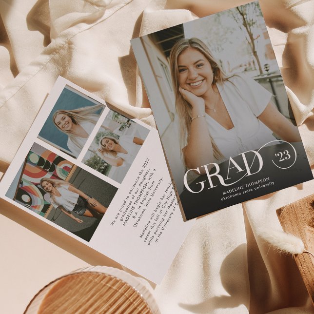 Modern Classic Grad Photo Collage Studenten Meddelande (Skapare uppladdad)