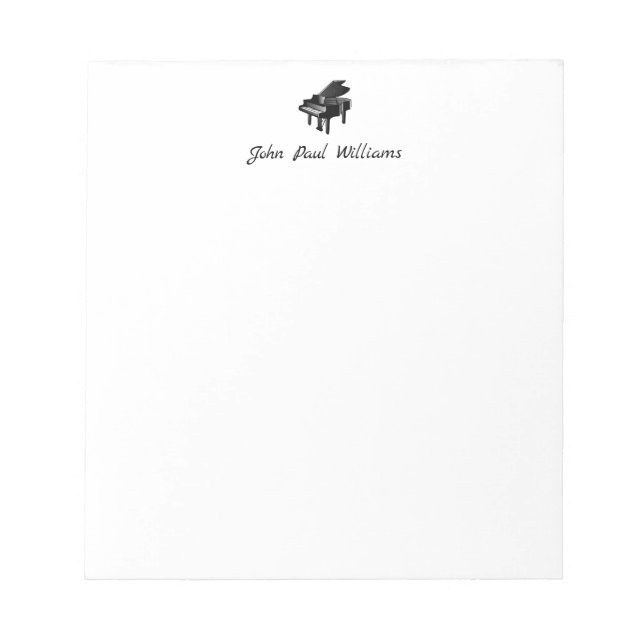 Modern Classic Grand Piano Music Calligraphy Namn Anteckningsblock (Framsida)