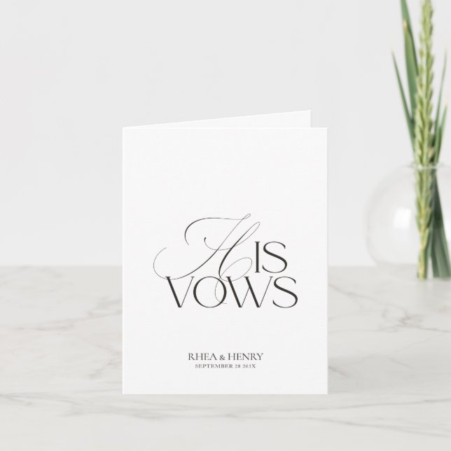 Modern Classic His Vows Wedding  Kort (Framsida)