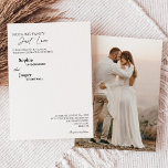Modern Classic Ingenting Finare Photo Bröllop Inbjudningar<br><div class="desc">Denna moderna, klassiska inbjudan till fotobröllop med finare är perfekt för din avslappnad i bröllop. Den här designen har en svart, enkel kalligrafi som är inställd på en ljusvit bakgrund i neutralten för att matcha din klassiska bröllop eller minimalistiska boho bröllop i vår, sommar, fall eller vinter. Jag ber er...</div>