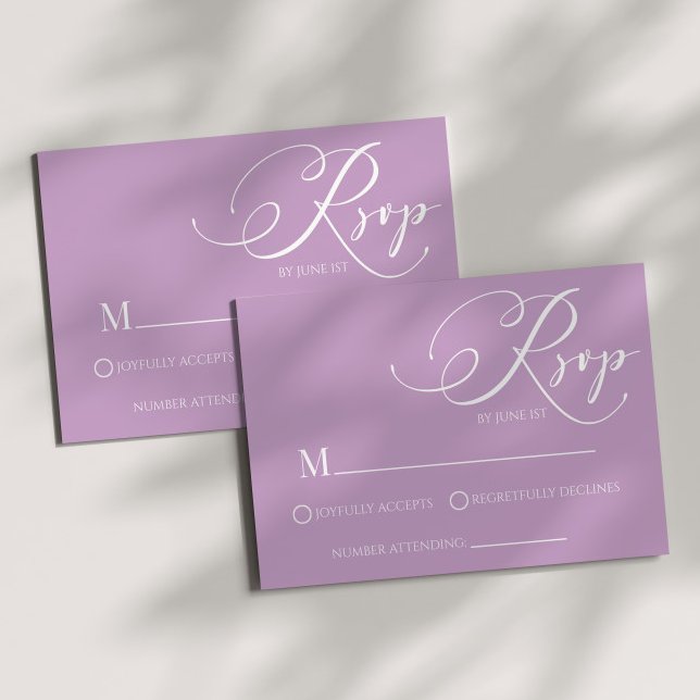 Modern Classic Lilac Lavender Wedding RSVP Card OSA Kort (Skapare uppladdad)