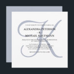 Modern Classic Monogram | Dusty Blue Bröllop Inbjudningar<br><div class="desc">De här bröllopsinbjudningarna i snyggten visningar ditt monogram i stor,  modern färgad i dammig blå på vit bakgrund. En enkel elegant letar efter ditt moderna bröllop.</div>