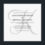 Modern Classic Monogram i Grått Bröllop Inbjudningar<br><div class="desc">De här bröllopsinbjudningarna i snyggten visningar ditt monogram i stor,  modern färgad i mjuk grått på vit bakgrund. En enkel elegant letar efter ditt moderna bröllop.</div>