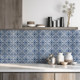 Modern Classic Navy Blue White Mediterranean Kakelplatta