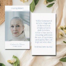 Modern Classic Photo In Loving Memory Prayer Card Visitkort