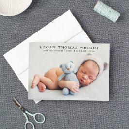Modern Classic Pojke Photo Collage Birth Meddelande