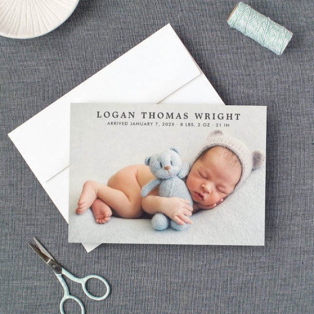 Modern Classic Pojke Photo Collage Birth Meddelande (Skapare uppladdad)