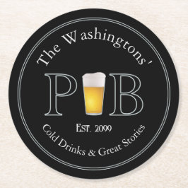 Modern Classic Pub Beer Soda Kan Flaska Underlägg Papper Rund