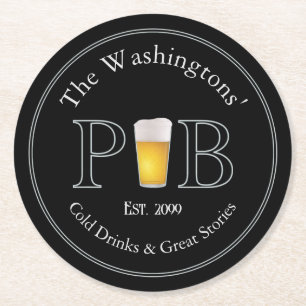 Modern Classic Pub Beer Soda Kan Flaska Underlägg Papper Rund