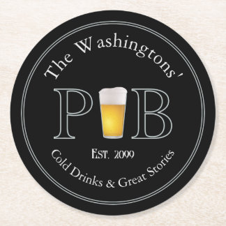Modern Classic Pub Beer Soda Kan Flaska Underlägg Papper Rund