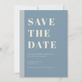 Modern Classic Save The Date Blue Striped Wedding  Inbjudningar