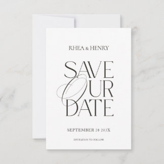Modern Classic Save the Date Wedding Card Spara Datumet