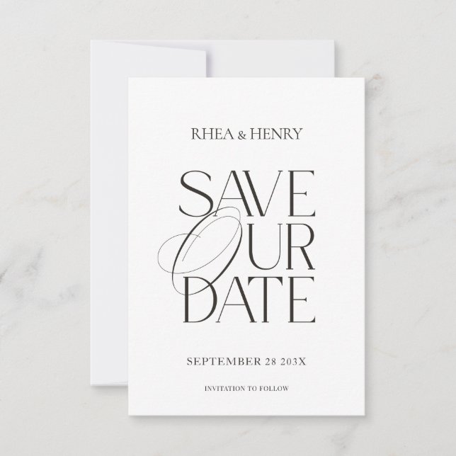 Modern Classic Save the Date Wedding Card Spara Datumet (Framsida)
