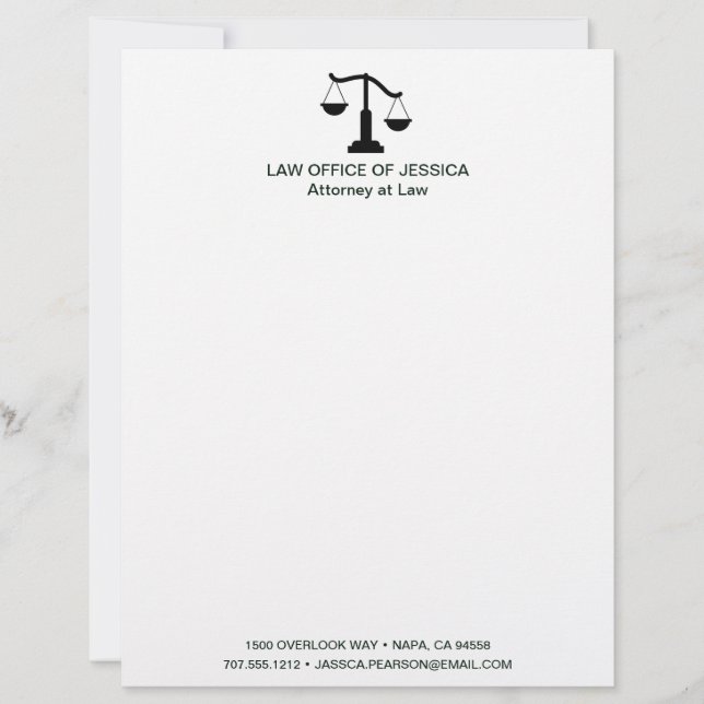 Modern Classic Scales Of Justice Law Letterhead Brevhuvud (Framsida)