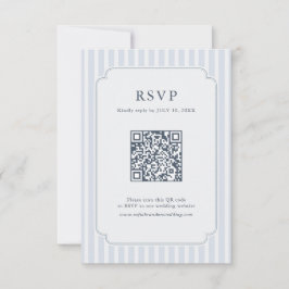 Modern Classic Stripes Dusty Blue Vintage QR Code OSA Kort